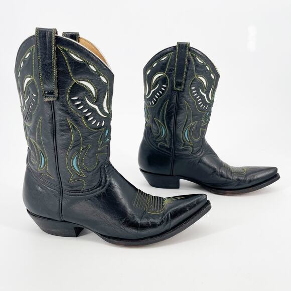 Old Gringo Shoes - Vintage Y2K Old Gringo Angel Black Blue Short PeeWee Western Cowgirl Boot size 8